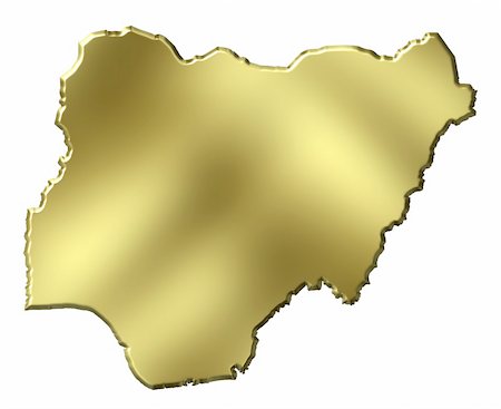 simsearch:400-05120182,k - Nigeria 3d golden map isolated in white Photographie de stock - Aubaine LD & Abonnement, Code: 400-05180478