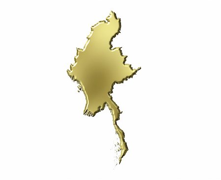 simsearch:400-05120223,k - Myanmar 3d golden map isolated in white Photographie de stock - Aubaine LD & Abonnement, Code: 400-05180470