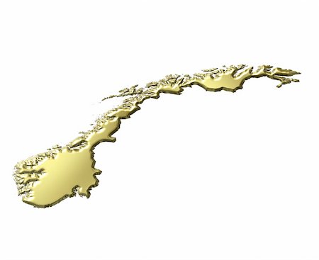 simsearch:400-05120184,k - Norway 3d golden map isolated in white Stock Photo - Budget Royalty-Free & Subscription, Code: 400-05180480