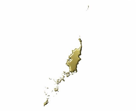 simsearch:400-05120184,k - Palau 3d golden map isolated in white Stock Photo - Budget Royalty-Free & Subscription, Code: 400-05180483