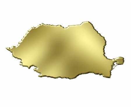 simsearch:400-05120223,k - Romania 3d golden map isolated in white Photographie de stock - Aubaine LD & Abonnement, Code: 400-05180495