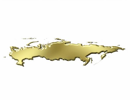 simsearch:400-05120223,k - Russia 3d golden map isolated in white Photographie de stock - Aubaine LD & Abonnement, Code: 400-05180496