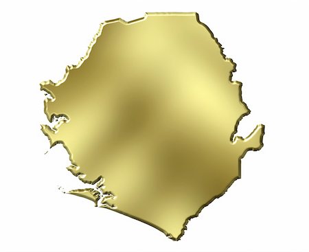 simsearch:400-05120223,k - Sierra Leone 3d golden map isolated in white Photographie de stock - Aubaine LD & Abonnement, Code: 400-05180508
