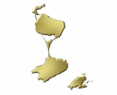 simsearch:400-05120223,k - Saint Pierre and Miquelon 3d golden map isolated in white Photographie de stock - Aubaine LD & Abonnement, Code: 400-05180500