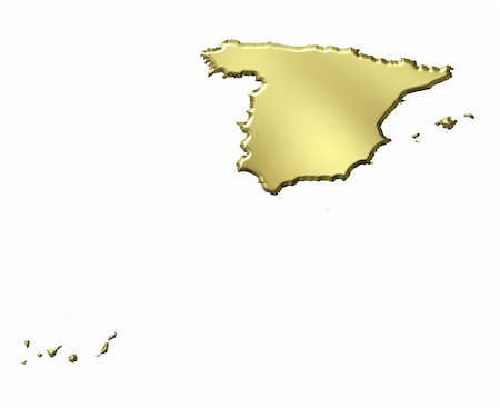 simsearch:400-05120223,k - Spain 3d golden map isolated in white Photographie de stock - Aubaine LD & Abonnement, Code: 400-05180514