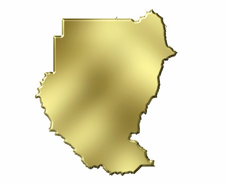 simsearch:400-05120182,k - Sudan 3d golden map isolated in white Photographie de stock - Aubaine LD & Abonnement, Code: 400-05180516