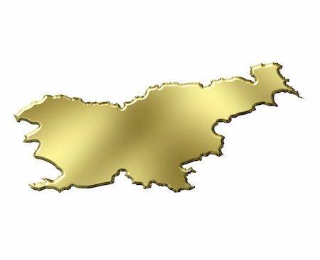 simsearch:400-05120223,k - Slovenia 3d golden map isolated in white Photographie de stock - Aubaine LD & Abonnement, Code: 400-05180510