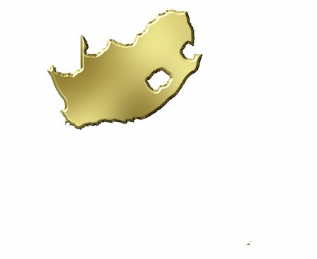 simsearch:400-05120184,k - South Africa 3d golden map isolated in white Stock Photo - Budget Royalty-Free & Subscription, Code: 400-05180513