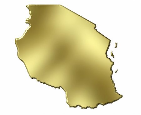 simsearch:400-05120223,k - Tanzania 3d golden map isolated in white Photographie de stock - Aubaine LD & Abonnement, Code: 400-05180525