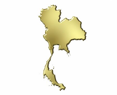 simsearch:400-05120184,k - Thailand 3d golden map isolated in white Stock Photo - Budget Royalty-Free & Subscription, Code: 400-05180526