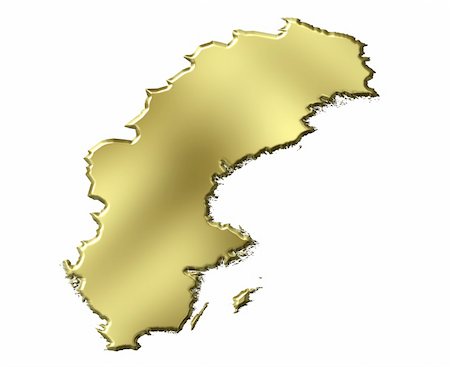 simsearch:400-05120223,k - Sweden 3d golden map isolated in white Photographie de stock - Aubaine LD & Abonnement, Code: 400-05180520