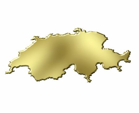 simsearch:400-05120184,k - Switzerland 3d golden map isolated in white Stock Photo - Budget Royalty-Free & Subscription, Code: 400-05180521