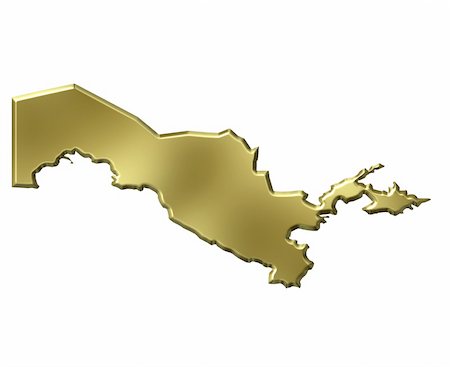 simsearch:400-05120223,k - Uzbekistan 3d golden map isolated in white Photographie de stock - Aubaine LD & Abonnement, Code: 400-05180536