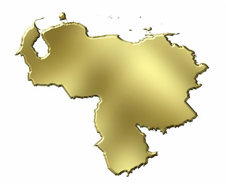 simsearch:400-05120184,k - Venezuela 3d golden map isolated in white Stock Photo - Budget Royalty-Free & Subscription, Code: 400-05180538