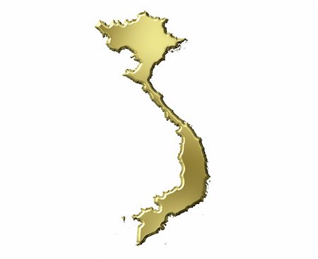 simsearch:400-05120223,k - Vietnam 3d golden map isolated in white Photographie de stock - Aubaine LD & Abonnement, Code: 400-05180539