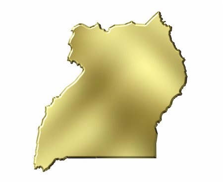 simsearch:400-05120223,k - Uganda 3d golden map isolated in white Photographie de stock - Aubaine LD & Abonnement, Code: 400-05180531