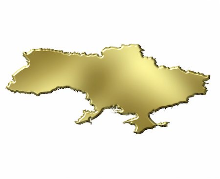 simsearch:400-05120223,k - Ukraine 3d golden map isolated in white Photographie de stock - Aubaine LD & Abonnement, Code: 400-05180532