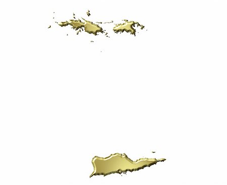 simsearch:400-05120223,k - Virgin Islands 3d golden map isolated in white Photographie de stock - Aubaine LD & Abonnement, Code: 400-05180540