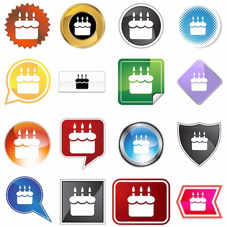Birthday cake set isolated on a white background. Stock Photo - Budget Royalty-Free & Subscription, Code: 400-05180579