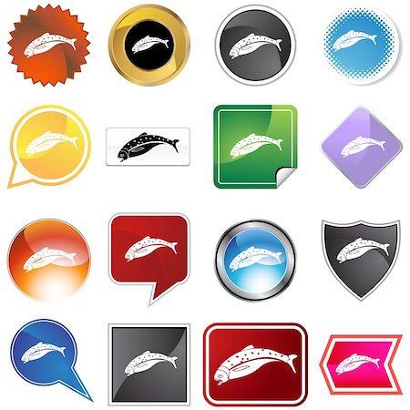 simsearch:400-04182482,k - Salmon icon set isolated on a white background. Photographie de stock - Aubaine LD & Abonnement, Code: 400-05180691