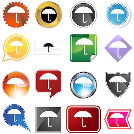 simsearch:400-04182482,k - Umbrella icon set isolated on a white background. Photographie de stock - Aubaine LD & Abonnement, Code: 400-05180729