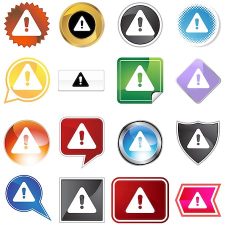 simsearch:400-08316235,k - Warning icon set isolated on a white background. Foto de stock - Super Valor sin royalties y Suscripción, Código: 400-05180734