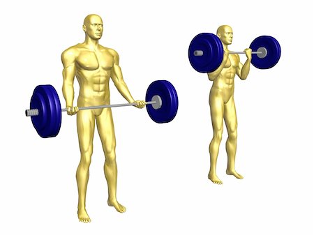 Golden athletic man lifting weights on white background Stock Photo - Budget Royalty-Free & Subscription, Code: 400-05180877