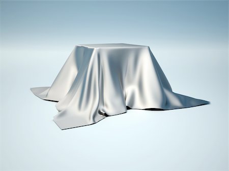 A box covered with a table cloth - 3d render Foto de stock - Super Valor sin royalties y Suscripción, Código: 400-05181023