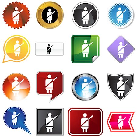 Seatbelt alert icon set isolated on a white background. Stock Photo - Budget Royalty-Free & Subscription, Code: 400-05181159