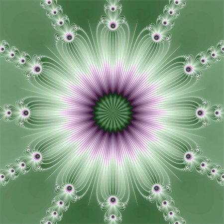 Computer generated fractal image with a wreath of flowers design in green and white. Stock Photo - Budget Royalty-Free & Subscription, Code: 400-05181200