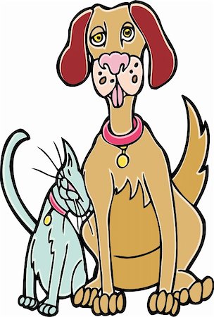 simsearch:400-04843795,k - Cartoon of a cat loving a dog. Stockbilder - Microstock & Abonnement, Bildnummer: 400-05181258