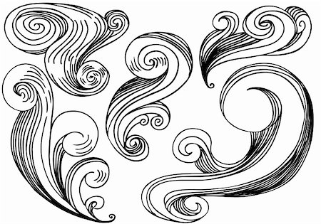 Set of five black and white hand drawn abstract cloud shape elements. Photographie de stock - Aubaine LD & Abonnement, Code: 400-05181272
