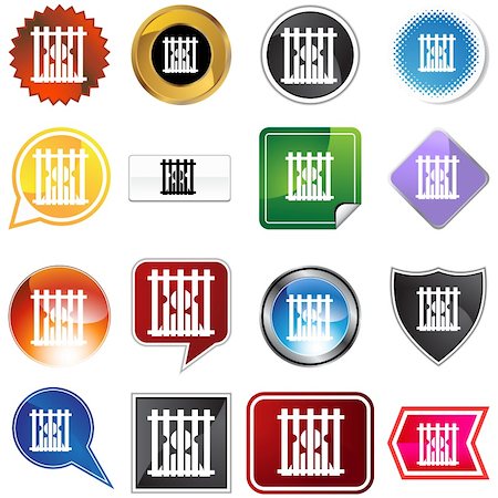 simsearch:400-04182482,k - Jail icon set isolated on a white background. Photographie de stock - Aubaine LD & Abonnement, Code: 400-05181292