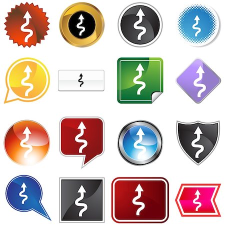 simsearch:400-04182482,k - Sharp turn icon set isolated on a white background. Photographie de stock - Aubaine LD & Abonnement, Code: 400-05181302