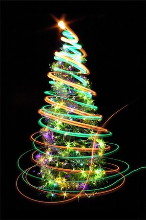 christmas tree isolated on the black background Stock Photo - Budget Royalty-Free & Subscription, Code: 400-05181365