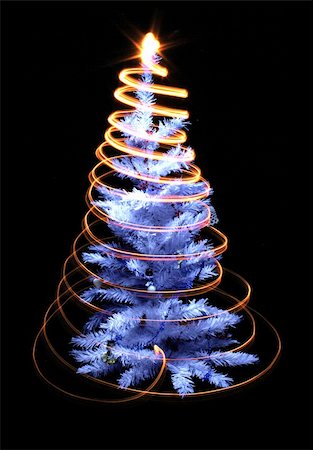 christmas tree isolated on the black background Stock Photo - Budget Royalty-Free & Subscription, Code: 400-05181370