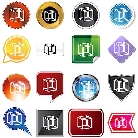 simsearch:400-04182482,k - Geometry cube icon set isolated on a white background. Photographie de stock - Aubaine LD & Abonnement, Code: 400-05181458