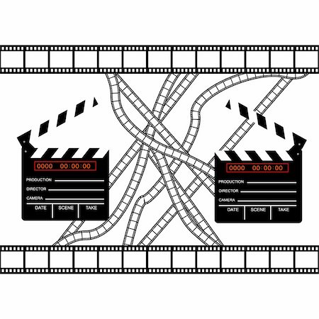 film production art - cinemas clapper with film frame Stock Photo - Budget Royalty-Free & Subscription, Code: 400-05181631