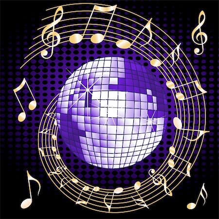 simsearch:400-08672921,k - Disco ball with notes and music Stock Photo - Budget Royalty-Free & Subscription, Code: 400-05181740