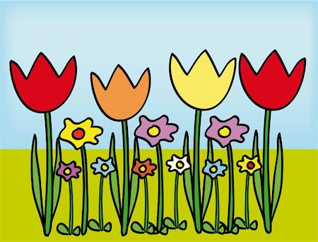 simsearch:400-04987156,k - nice illustration of tulips and other flowers Stock Photo - Budget Royalty-Free & Subscription, Code: 400-05181975
