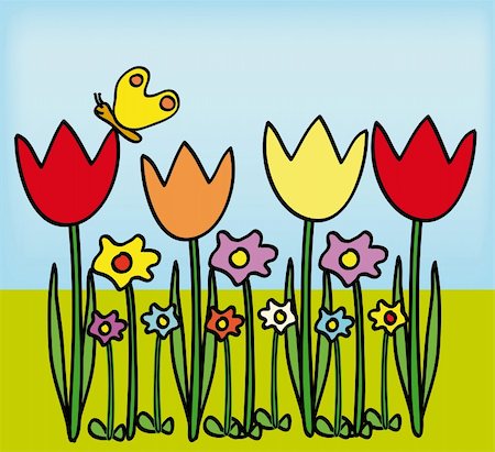 simsearch:400-04987156,k - nice illustration of tulips and other flowers Stock Photo - Budget Royalty-Free & Subscription, Code: 400-05181976