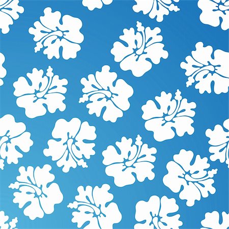 A repeating wallpaper pattern - blue hibiscus. Photographie de stock - Aubaine LD & Abonnement, Code: 400-05182148