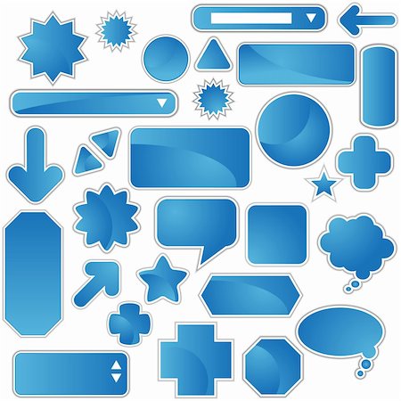 Set of multiple web labels and icons - blue. Stock Photo - Budget Royalty-Free & Subscription, Code: 400-05182151