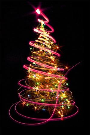 xmas tree (lights) on the black background Stock Photo - Budget Royalty-Free & Subscription, Code: 400-05182309