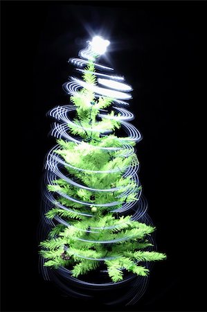 christmas tree isolated on the black background Stock Photo - Budget Royalty-Free & Subscription, Code: 400-05182319