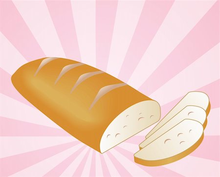 Illustration of a sliced loaf of bread on radial burst background Photographie de stock - Aubaine LD & Abonnement, Code: 400-05182569
