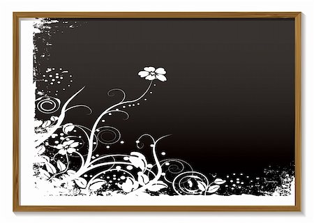 simsearch:400-05183894,k - Modern black board with white chalk floral design Stock Photo - Budget Royalty-Free & Subscription, Code: 400-05183891