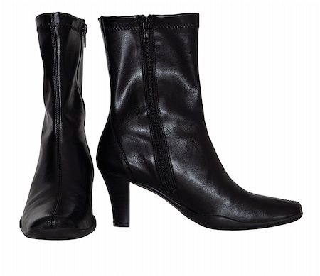 dress zipper woman - Pair of black leather women boots isolated on white Stock Photo - Budget Royalty-Free & Subscription, Code: 400-05194320