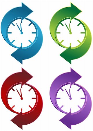 Spinning Clock icon set isolated on a white background. Stock Photo - Budget Royalty-Free & Subscription, Code: 400-05194532