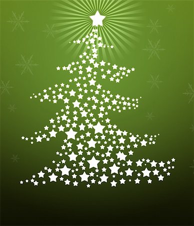 simsearch:400-04460641,k - Christmas tree made of stars on green background Foto de stock - Super Valor sin royalties y Suscripción, Código: 400-05194776